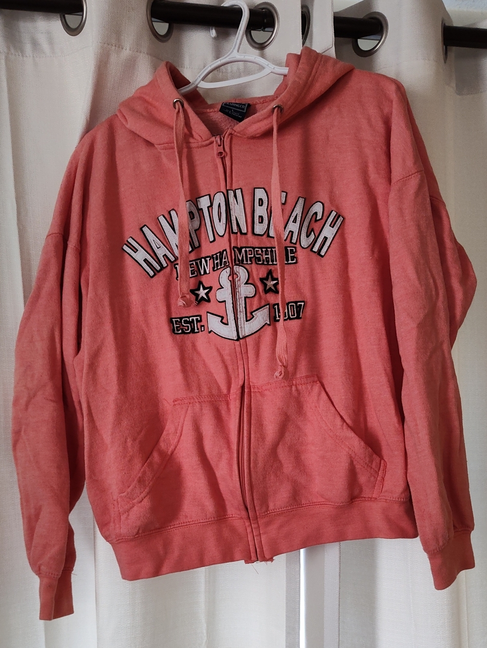 Hampton Beach Coral Zip-Up Hoodie Jacket